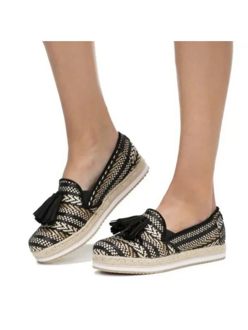 Toms Palma Black Geometric Woven/Tassel